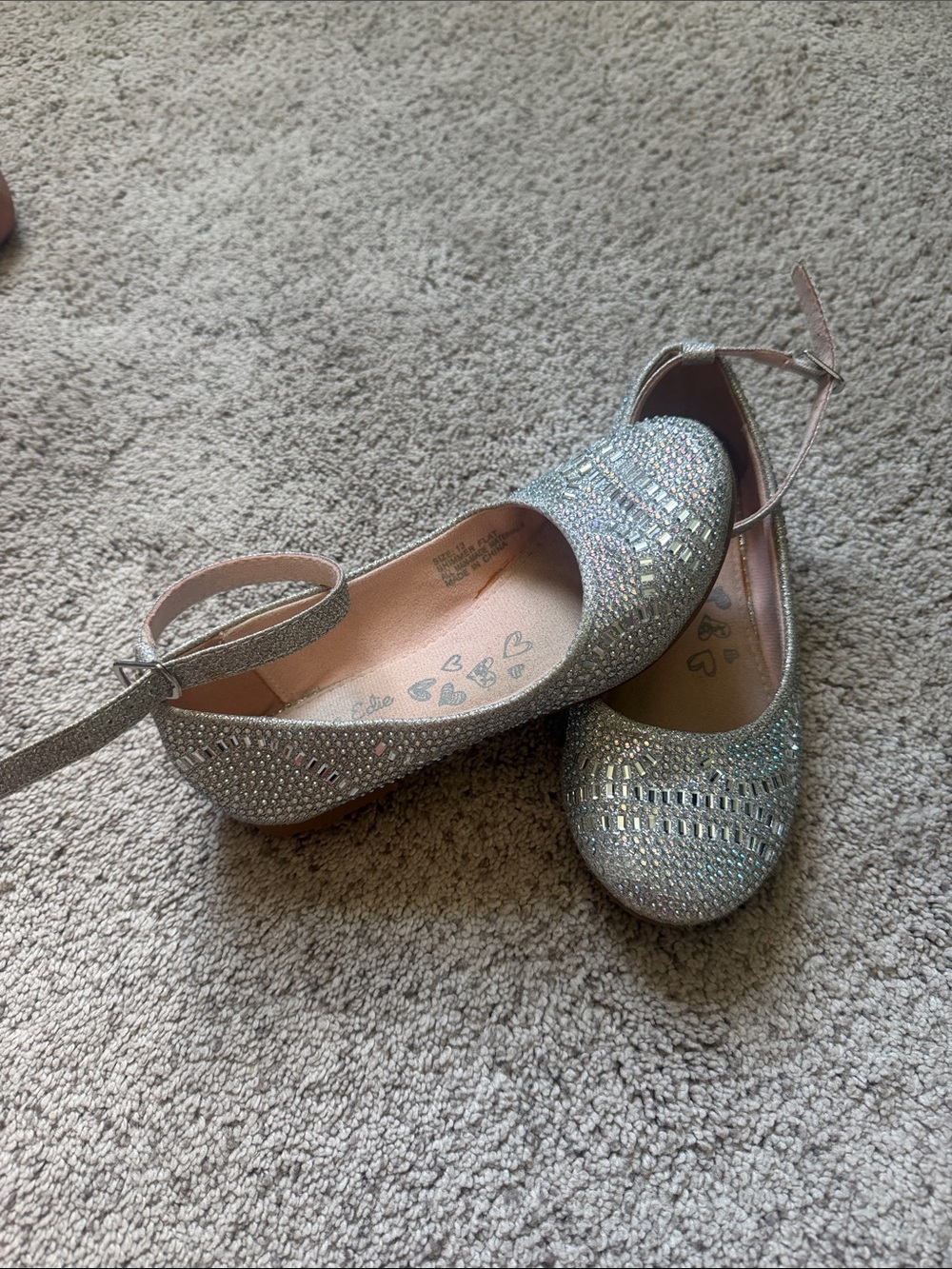 Sparkly Silver Girls' Mary Jane Flats - Size 13